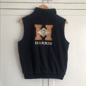 Harris Saddlery Navy Vest with Gold Embroidery Sz M